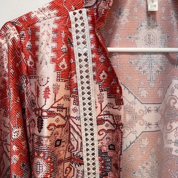 David’s Bridal Multicolor Silky Tie Waist Knee Length Robe Size S/M - Picture 11 of 16